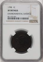 1798 First Hair Style BN Large Cent Details NGC XF40