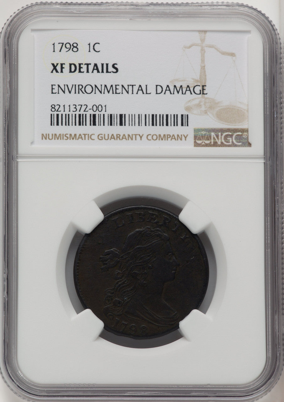 1798 First Hair Style BN Large Cent Details NGC XF40
