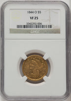 1844-O $5 Liberty Half Eagle NGC VF25
