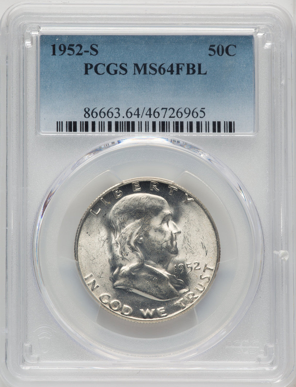 1952-S 50C FL Franklin Half Dollar PCGS MS64 (772810010)