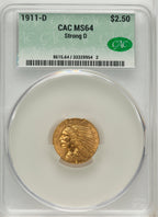 1911-D $2.50 Indian Quarter Eagle CACG MS64