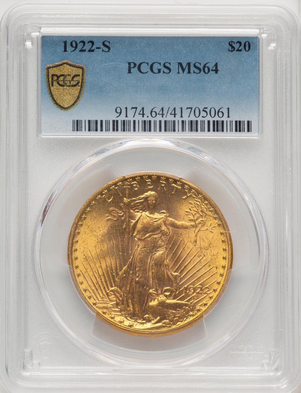 1922-S $20 Saint-Gaudens Double Eagle PCGS MS64 (772603148)