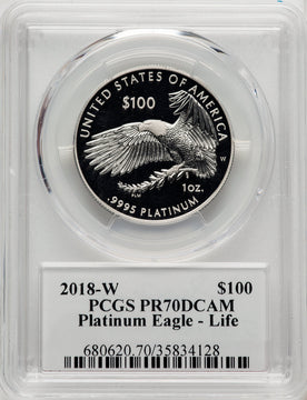 2018-W $100 One Ounce Platinum Eagle Life Moy Ed Moy PCGS PR70