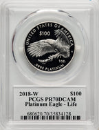 2018-W $100 One Ounce Platinum Eagle Life Moy Ed Moy PCGS PR70