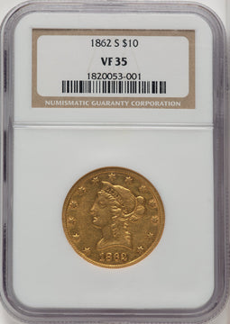 1862-S $10 Liberty Eagle NGC VF35