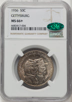 1936 50C Gettysburg CAC Commemorative Silver NGC MS66+