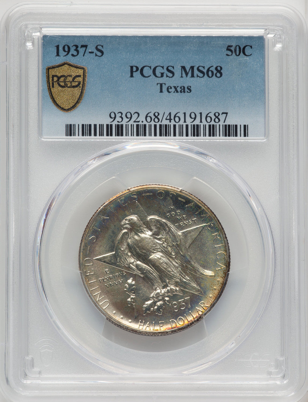 1937-S 50C Texas Commemorative Silver PCGS MS68