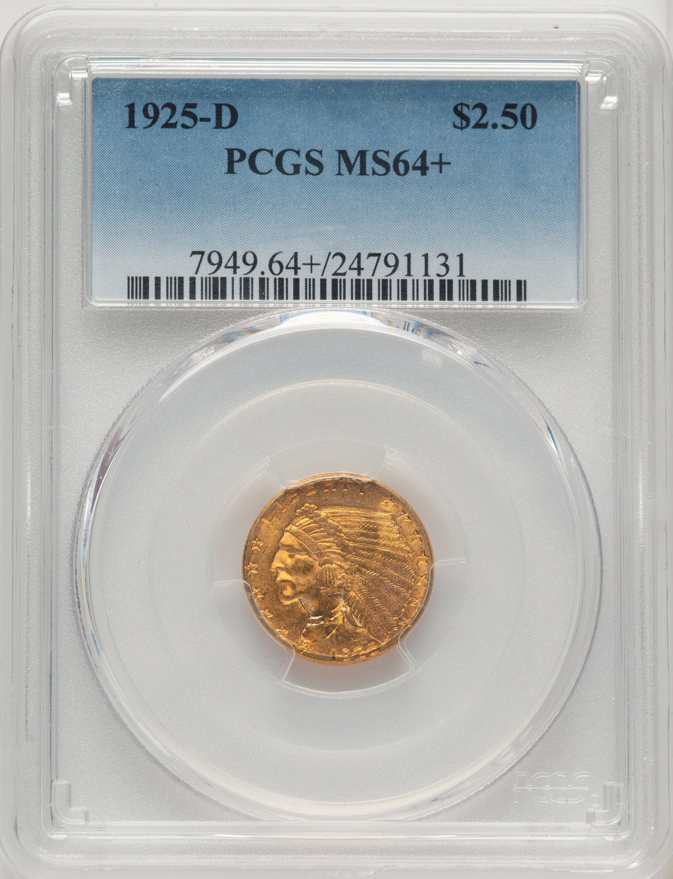 1925-D $2.50 Indian Quarter Eagle PCGS MS64+ (772172013)