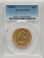 1858-S $10 Liberty Eagle PCGS AU53