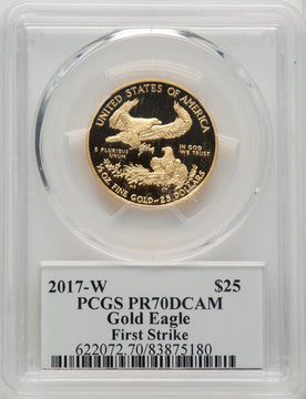 2017-W $25 Half-Ounce Gold Eagle First Strike Augustus Saint Gaudens St. Gaudens Signature PCGS PR70