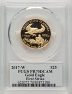 2017-W $25 Half-Ounce Gold Eagle First Strike Augustus Saint Gaudens St. Gaudens Signature PCGS PR70