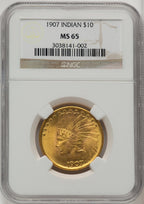 1907 $10 No Motto Indian Eagle NGC MS65 (772603116)