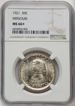 1921 50C Missouri Commemorative Silver NGC MS66+