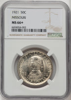 1921 50C Missouri Commemorative Silver NGC MS66+