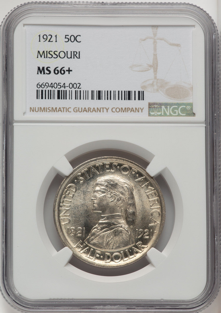 1921 50C Missouri Commemorative Silver NGC MS66+