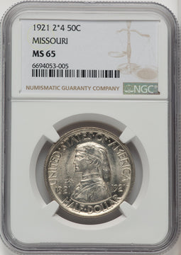 1921 50C Missouri 2x4 Commemorative Silver NGC MS65 (771662014)