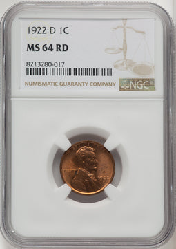 1922-D 1C RD Lincoln Cent NGC MS64