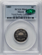 1883 5C SHIELD CAC Proof Shield Nickel PCGS PR66