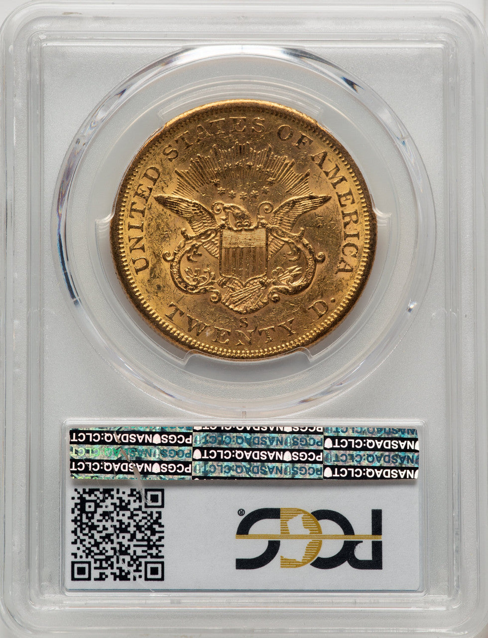 1858-S $20 Liberty Double Eagle PCGS MS61