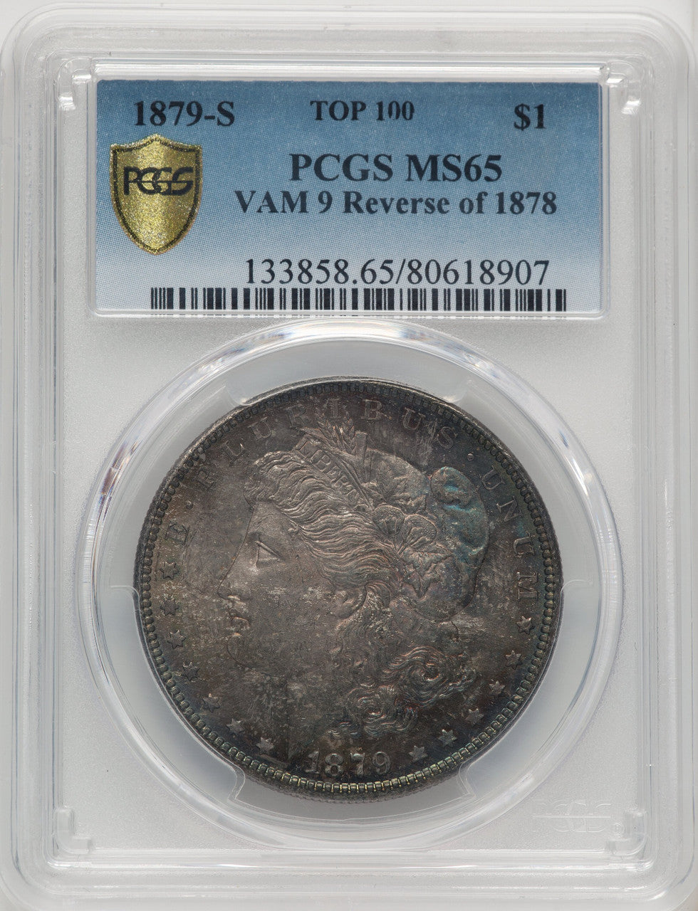 1879-SVAM 9 Reverse of 1878 Morgan Dollar PCGS MS65