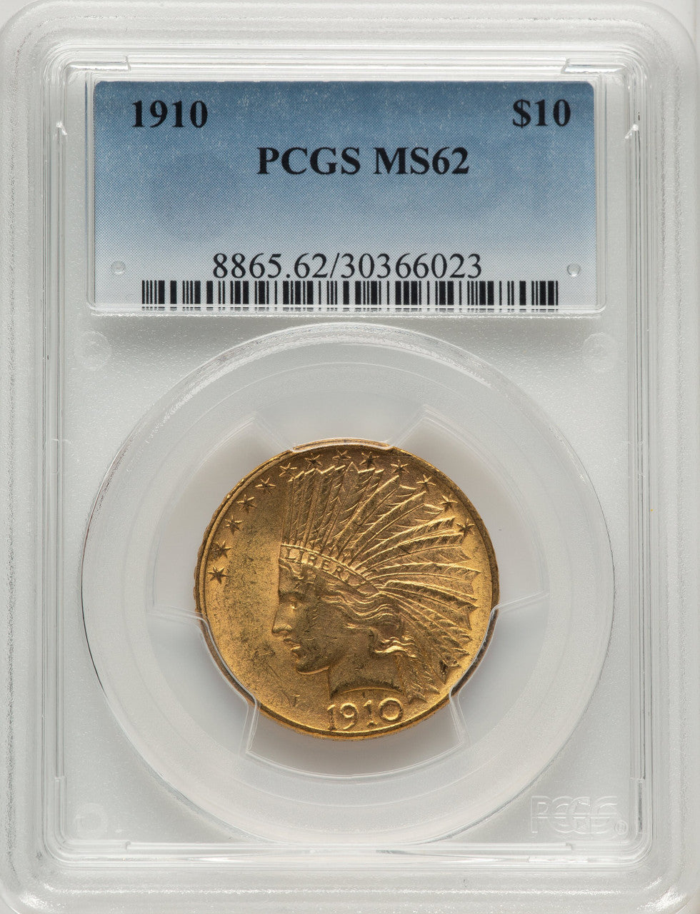 1910 $10 Blue Gradient Indian Eagle PCGS MS62