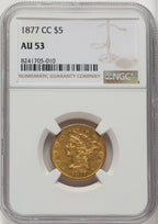 1877-CC $5 Liberty Half Eagle NGC AU53