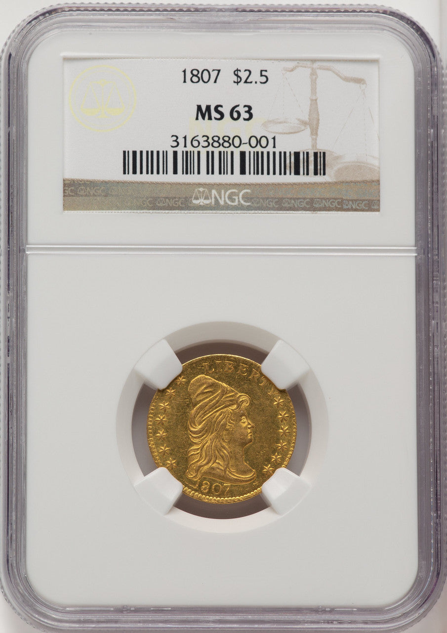 1807 $2.50 BD-1 R.3 Early Quarter Eagle NGC MS63