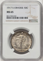1917-S 50C OBVERSE Walking Liberty Half Dollar NGC MS65