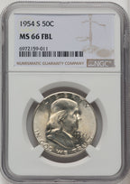 1954-S 50C FL Franklin Half Dollar NGC MS66 (772146004)