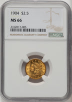 1904 $2.50 Liberty Quarter Eagle NGC MS66 (773047003)