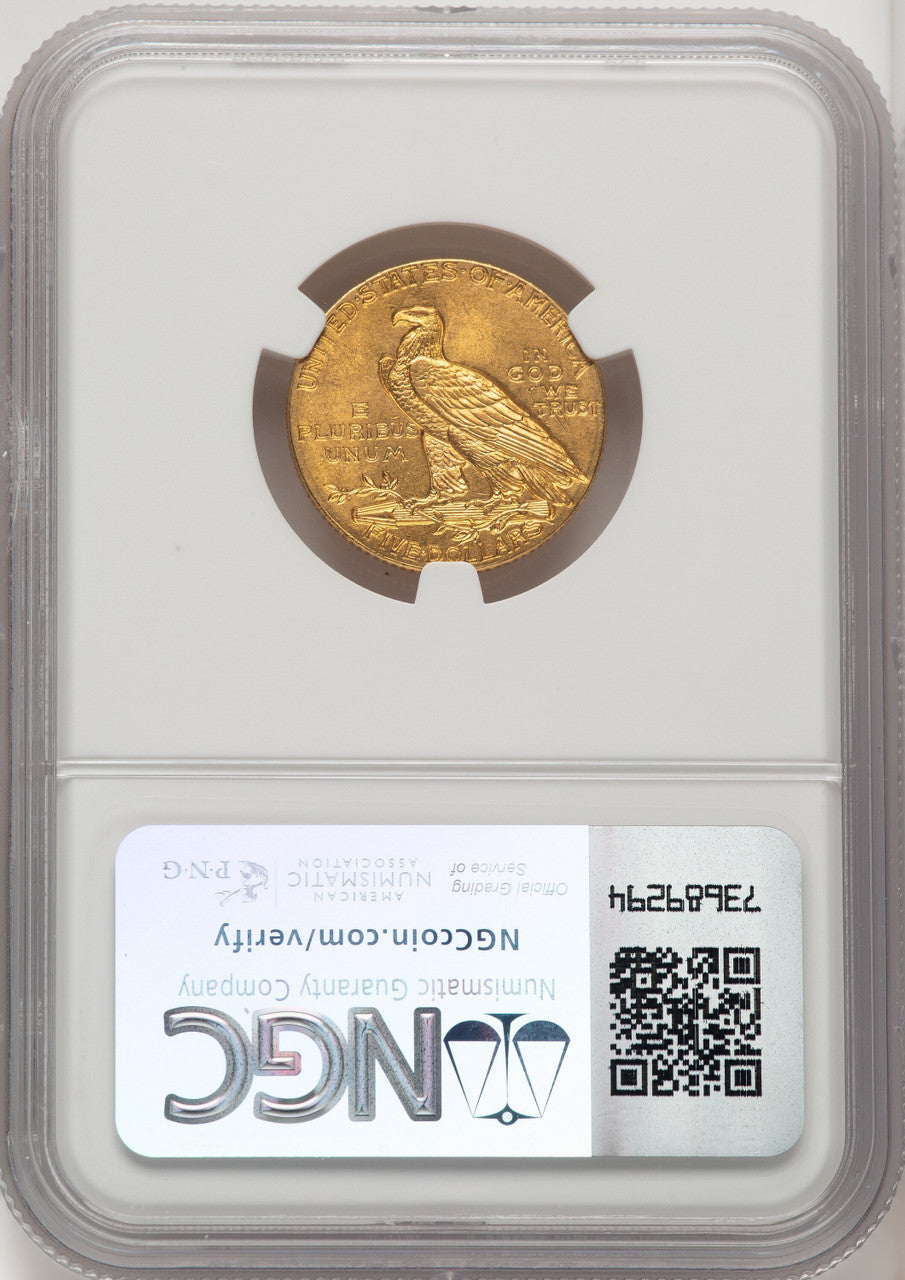 1908 $5 Indian Indian Half Eagle NGC MS64 (772080007)