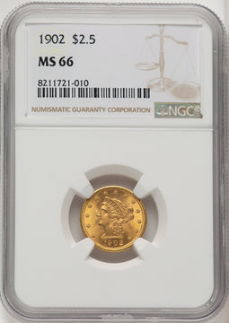 1902 $2.50 Liberty Quarter Eagle NGC MS66 (771475001)