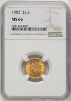 1902 $2.50 Liberty Quarter Eagle NGC MS66 (771475001)