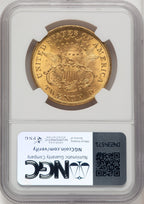1873 $20 OPEN 3 Liberty Double Eagle NGC MS63