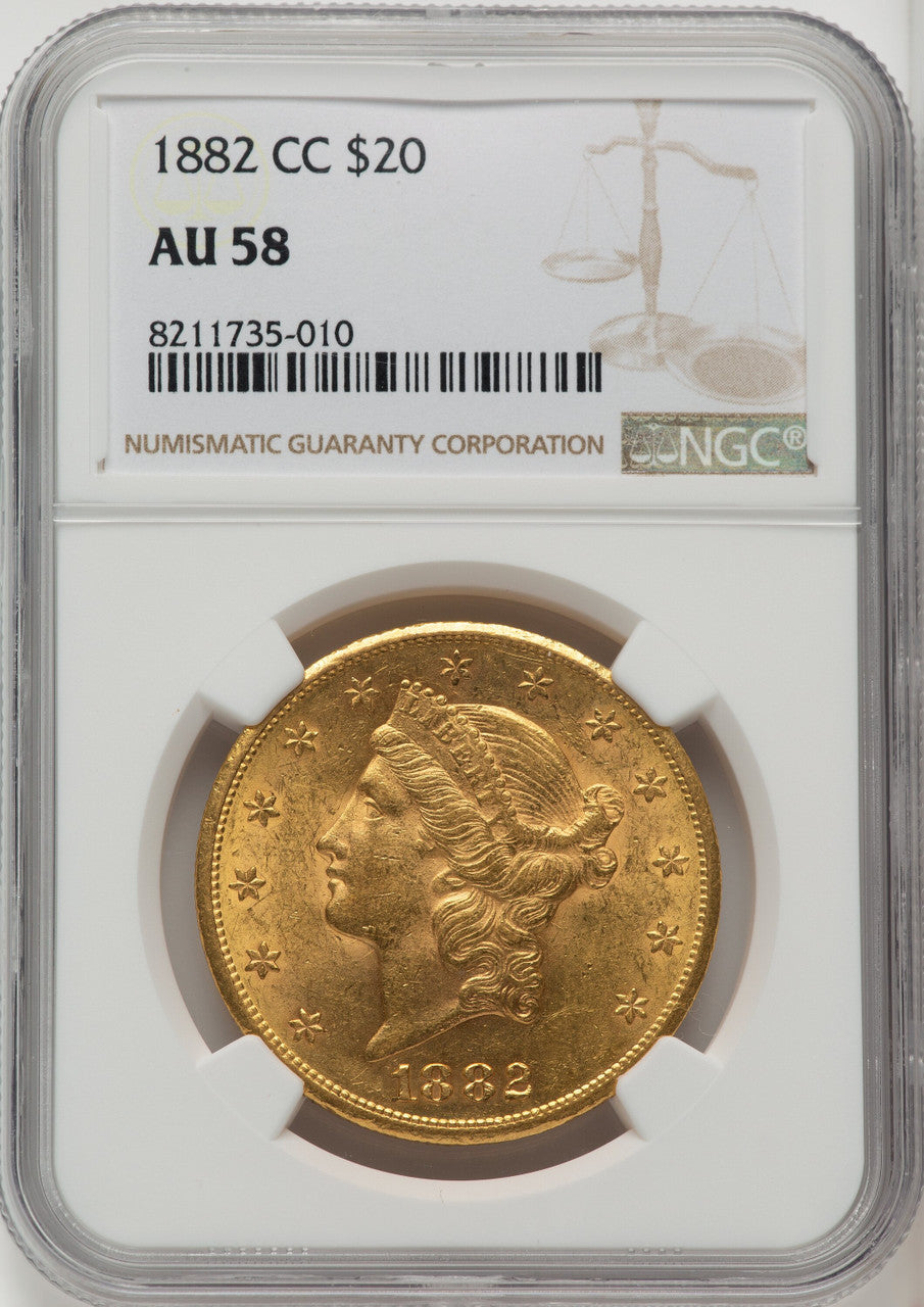 1882-CC $20 Liberty Double Eagle NGC AU58 (769563060)