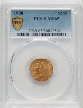 1908 $2.50 Indian Quarter Eagle PCGS MS65 (772304022)
