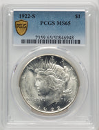 1922-S Peace Dollar PCGS MS65