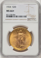 1924 $20 Saint Saint-Gaudens Double Eagle NGC MS66+ (771918011)