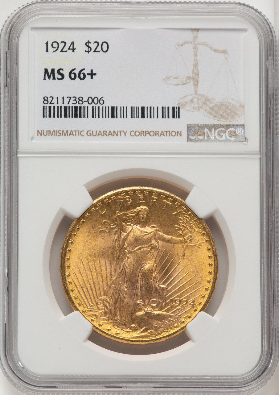 1924 $20 Saint Saint-Gaudens Double Eagle NGC MS66+ (771918011)