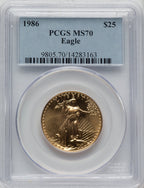 1986 $25 Half-Ounce Gold Eagle PCGS MS70