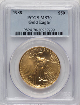 1988 $50 One-Ounce Gold Eagle PCGS MS70 (772946004)