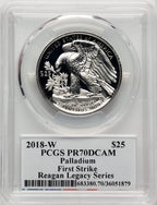 2018-W Palladium Eagle 1 oz FS Reagan Legacy Series Michael Reagan PCGS PR70