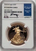2018-W $50 One Ounce Gold Eagle Ed Moy NGC PF70