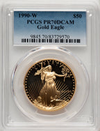 1990-W $50 One-Ounce Gold Eagle Blue Gradient PCGS PR70 (773011005)