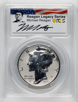 2019-W Palladium Eagle 1 oz REV FDI Reagan Legacy Series Michael Reagan Picture PCGS PR70