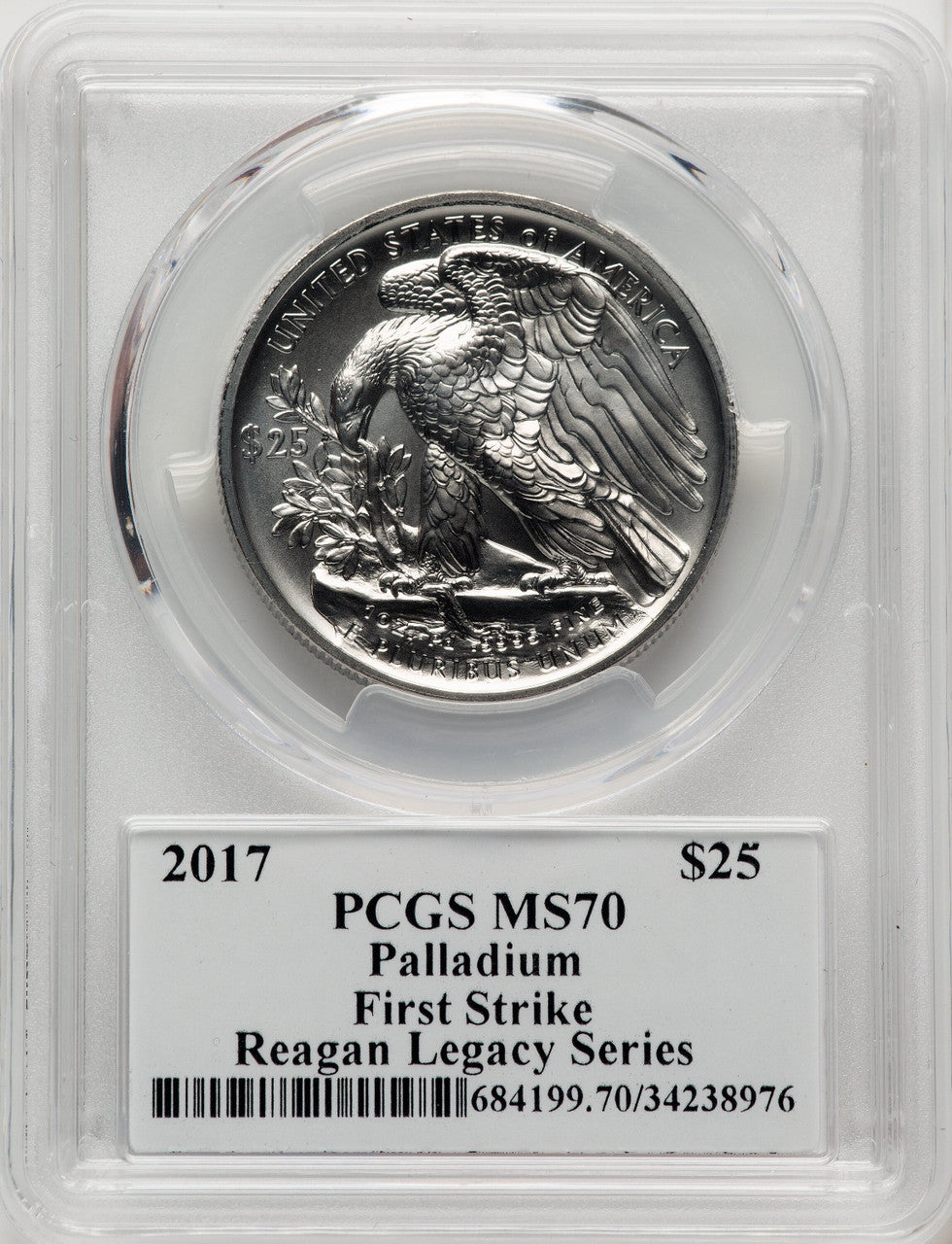 2017 Palladium Eagle 1 oz FS Reagan Legacy Series Michael Reagan PCGS MS70