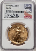 1990 $50 One-Ounce Gold Eagle NGC MS70 Mike Castle