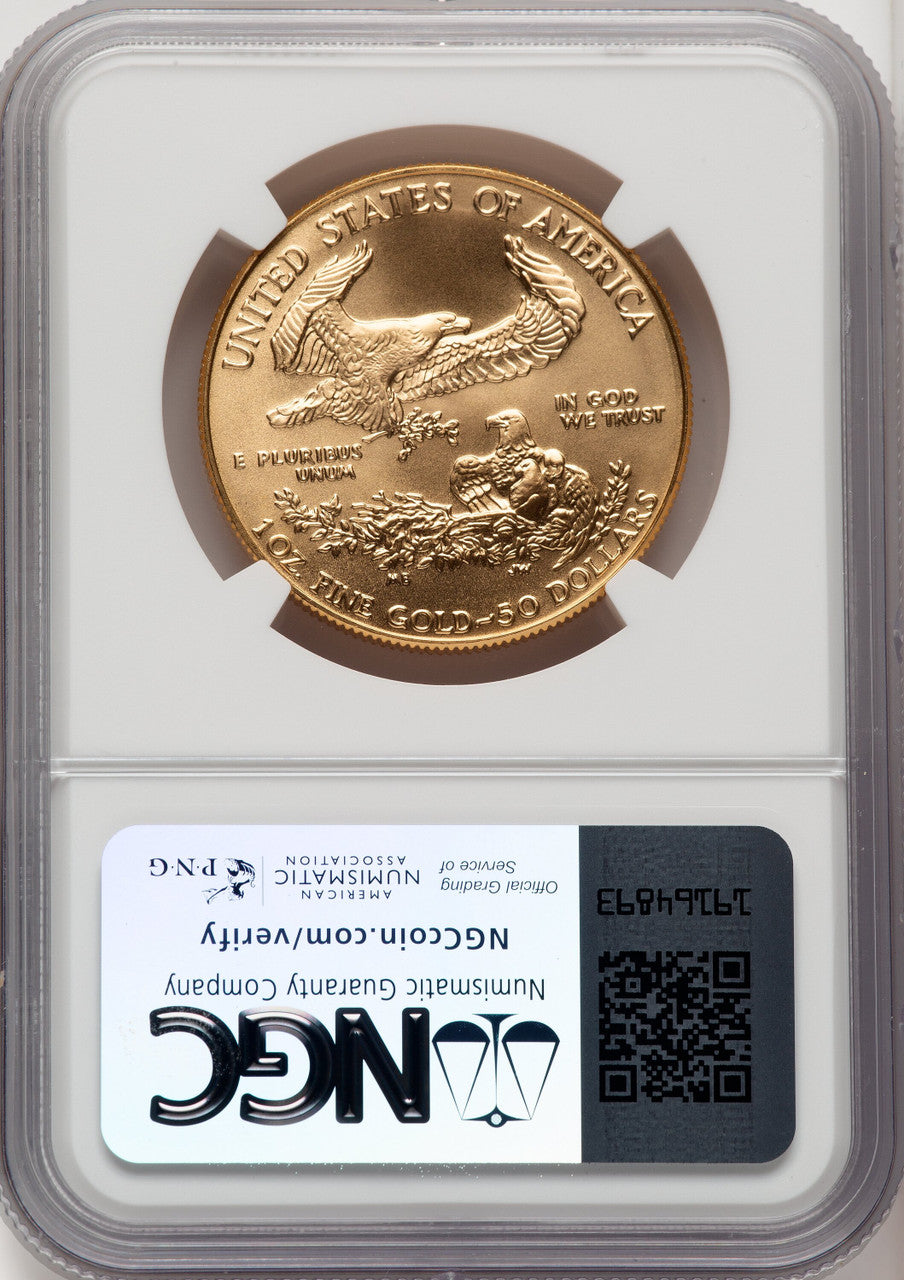 1990 $50 One-Ounce Gold Eagle NGC MS70 Mike Castle