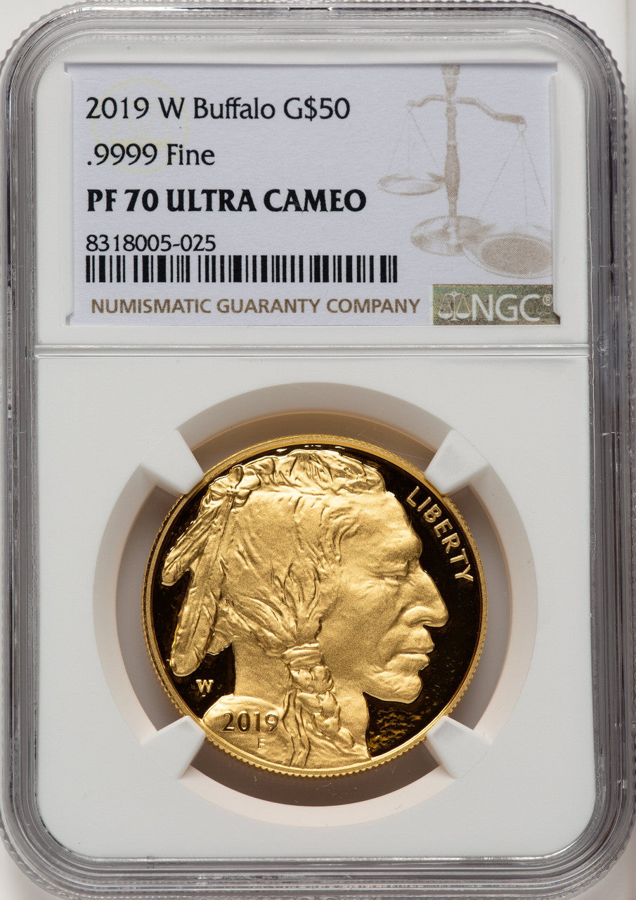 2019-W $50 One-Ounce American Buffalo .9999 Fine Gold NGC PF70 (519850044)
