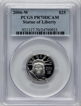 2006-W $25 Quarter-Ounce Platinum Eagle Statue of Liberty Blue Gradient PCGS PR70